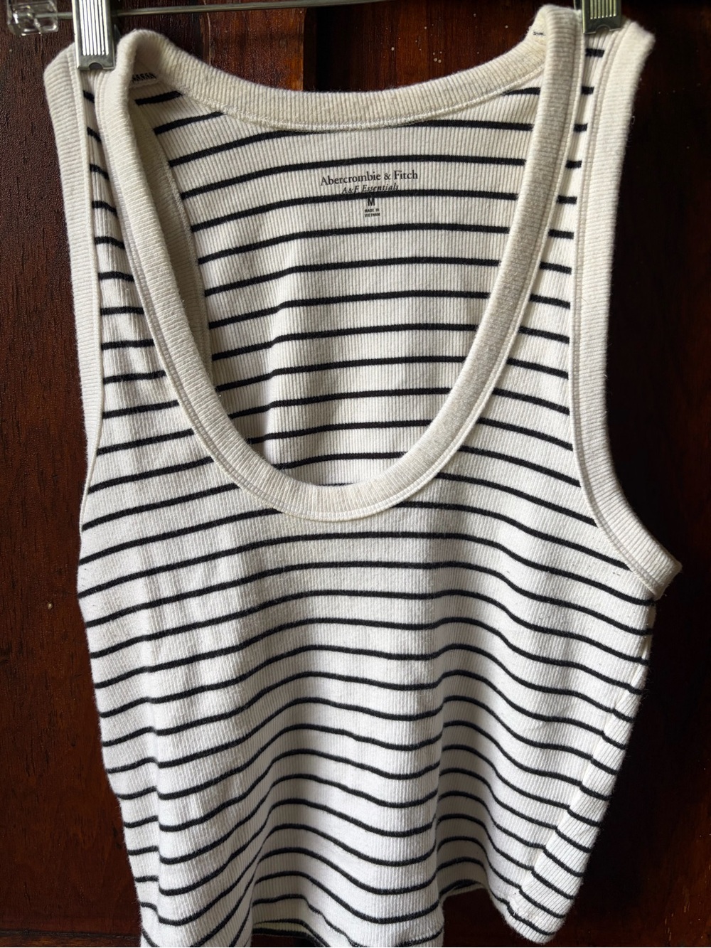 Abercrombie & Fitch White Tank with Black Stripes